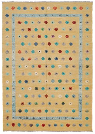 Tessuto A Mano Kilim Nimbaft Tappeto 209X298 Di Lana Arancione/Verde