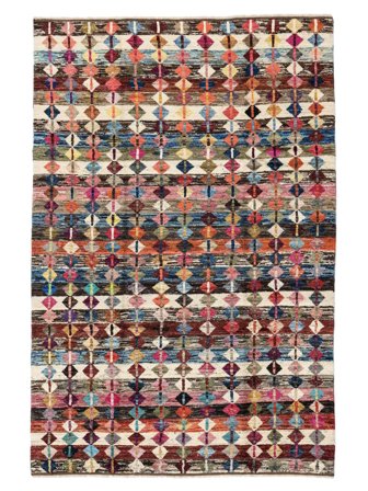 Koberec Berber Colourful 199X296 Tmavě Červená/Hnědá (Vlna, )