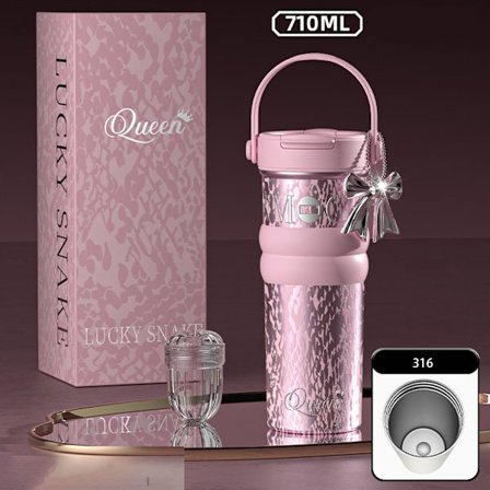 Premium Keramisk Foret Isolert Krus – 710ml Stilig Håndholdt Kaffekrus med Sugerør og Te-infuser