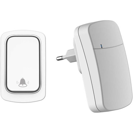 Battery-Free Wireless Doorbell, Up to 200m Range, 38 Ringtones, 3 Volume Levels, Easy Installation (White)