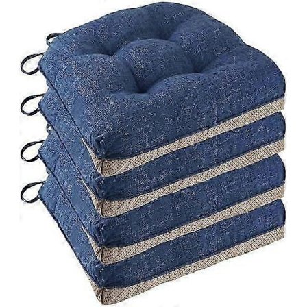 Skridsikre hynder til spisebordsstole, sæt med 4, 46*43*9 cm sædehynde med bindebånd