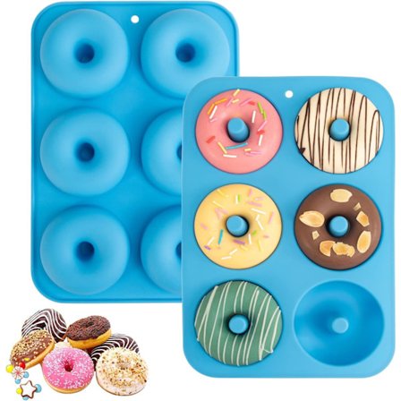 Silikon Donutform for 6 Doughnuts, Sett med 2. Matkvalitet LFGB Silikon Bagel Bakepan, Ikke-klebende, Oppvaskmaskinsikker, Varmebestandig