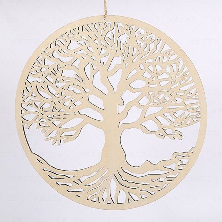 Træ Livets Træ Vægdekoration i Træ, Skulptur til Hjemmet (30 cm)