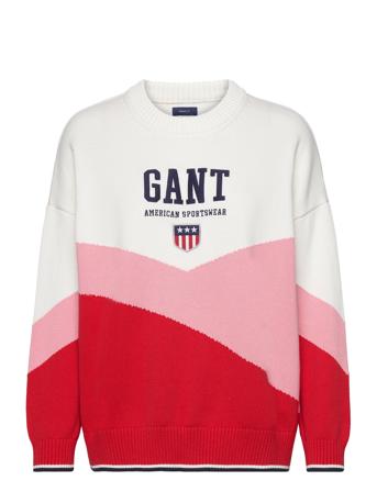 D2. Retro Sheild Knit C-Neck Pullover Multi/mønstret GANT*Betinget Tilbud