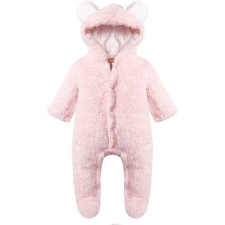 Newborn romper med björnmotiv med huva