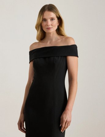 Lauren Ralph Lauren Crepe Off-The-Shoulder Gown - Black - 40