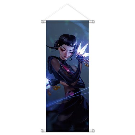K-Pop Demon Hunters Væg Rulle | Stof Hængende Plakat | Anime Værelse Vægdekoration**Style C - Zoey (72x28cm)