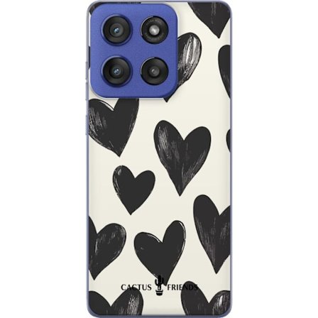 Yhteensopiva Puhelinkuori Motorola Edge 60 Stylus Cactus and Friends - Bold Black Love Pattern