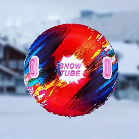 Kraftig PVC Oppustelig Kælke med Håndtag, Sammenklappelig til Sne Tubing & Vinter Sport, Julegave til Voksne