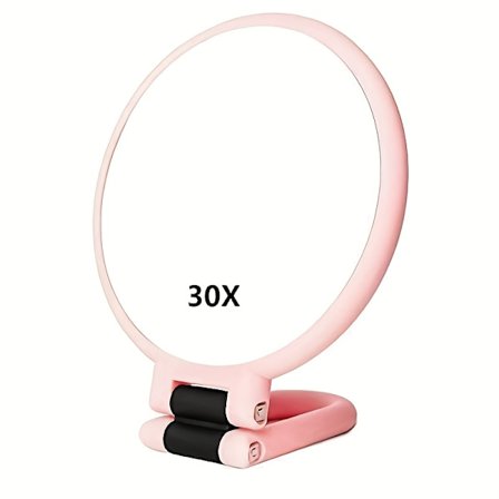 30X Forstørrelses Spejl til Hånden - Dobbeltsidet 1X/30X, 360° Justerbar Stand, Bærbart Rejse Makeup Spejl med Grøn Ramme og Hvid Oval Overflade - ...