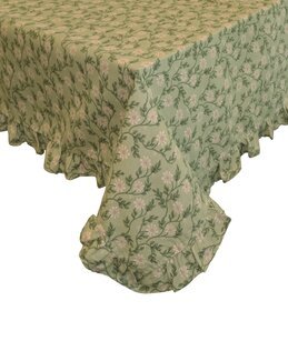 Bordsduk Fanny småblommig med volang Grön - 90x90 cm - Redlunds