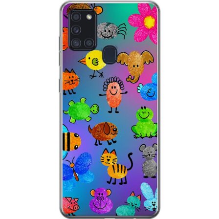 Kompatibel Mobilcover til Samsung Galaxy A21s Little Scribble Friends