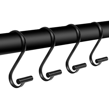 12-pack duschdraperikrokar i metall, rostfria duschdraperiringar