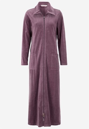 Cellbes of Sweden - Lang morgenkåpe i velour Wilma i tåkelilla for damer i størrelse 58/60