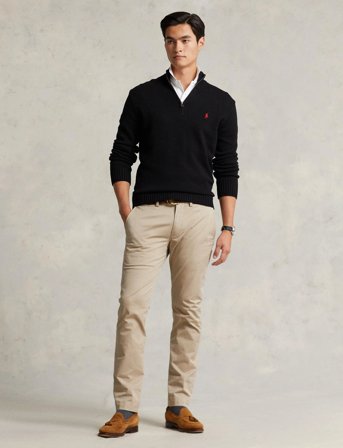 Polo Ralph Lauren Cotton Quarter-Zip Sweater - Black - XXL