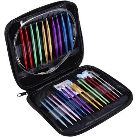 Rundpindesæt Størrelse 13 Udskiftelige Aluminium Strikkepinde Rundpinde 2,75 mm-10 mm med Etui