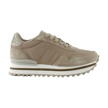 Woden Nora III Leather Plateau - Silver Mink , Beige , Dames , Maat: 42 EU Sneakers