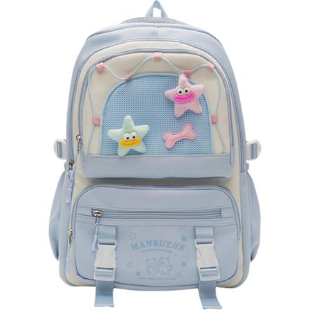 Kawaii Ryggsekk med Søte Tilbehør, Lett Nylon Skolesekk for Laptop & Reise, Casual Dagryggsekk_TF_TF