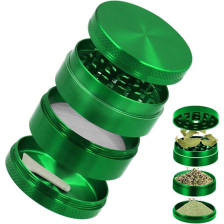 Premium krydderikværn, premium metal krydderikværn, pollenkværn til krydderier, urter, kaffe, 4-delt sæt med pollenskraber, diameter 63