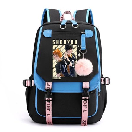Haikyuu Ryggsäckar Anime Söt Patchwork Student Skolväskor Trendiga Mochilas Para Estudiantes Herr Axelväska Dam Reseryggsäck~07580
