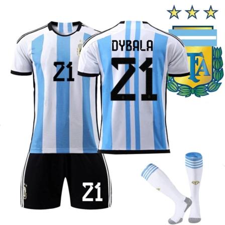 2022 World Cup Argentina 3-stjernet sæt, fodboldtræningssæt - perfekt Dybala kids 28(150-160cm)