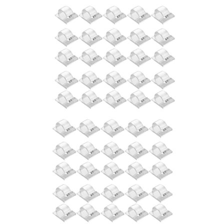 Kroker for utendørs lyslenker, 50 stk. Klare lyskroker med 50 vanntette selvklebende bakstykker