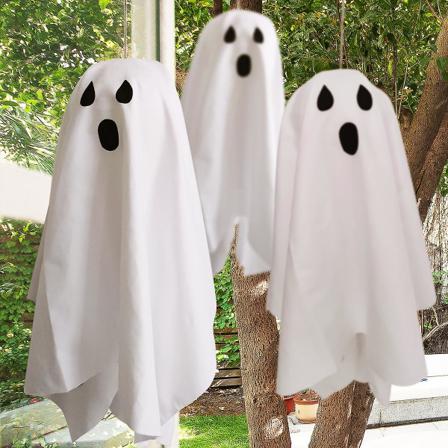 Hängande Vit Papperslykta Tyg Spöke Halloween 3 Stycken