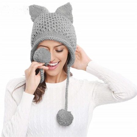 Hekle strikket lue Lue lue LYS GRÅ