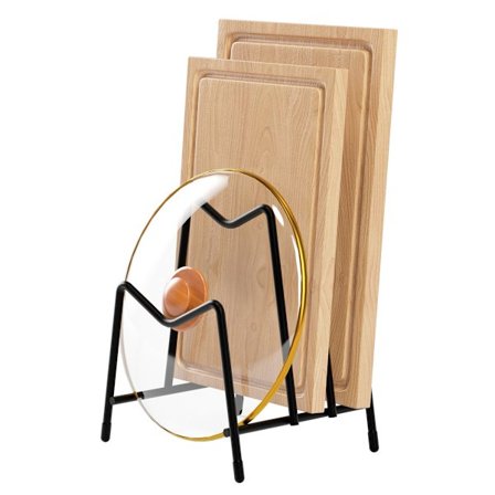 Skærebræt Opbevaringsstativ, Multifunktionel Sort Rustfri Jern Skærebræt Potlåg Plade Skål