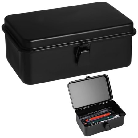 Metal Opbevaringsboks 20x12,7x7,6 cm, Stålbeholder med hængslet låg til hobbyfrimærker, kontorartikler og værktøj, tom rektangulær organizer til S