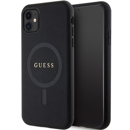 Guess GUHMN61PSAHMCK fodral för iPhone 11 / Xr - svart Saffiano MagSafe