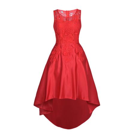 Elegant High Low Cocktail Klänning Tyll Beading Ärmlös Formell