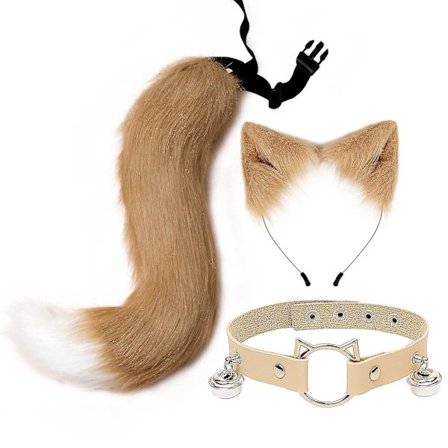 3 stk. Cosplay Katt Søte Ører Hårbøyle Lodden Rev Hale Bjelle Hals Choker Sett Leker