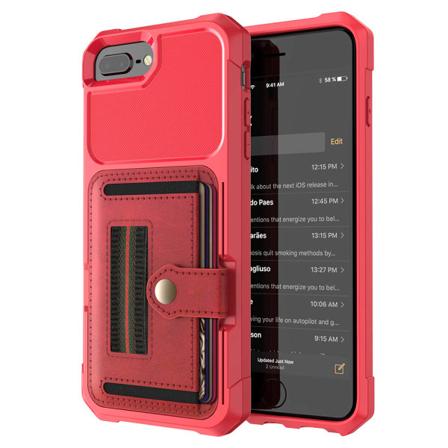 Genomtänkt Skal med Kortfack - iPhone 7 Plus Röd