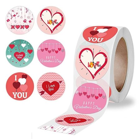 500 st Hjärtformade Kärleksklistermärken Alla hjärtans dag Etikettklistermärken Rulle Alla hjärtans dag Kuvertförseglingar Klistermärken Lim 1 tum 