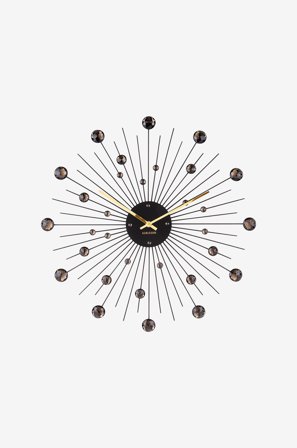 Karlsson - Veggklokke Sunburst Crystal Large - Svart - Veggklokker & bordklokker - Fra Homeroom