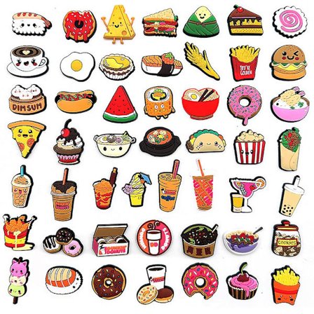 50 kpl Ruokakenkäkorut Croc Clog -kenkiin koristelu lapsille pojille tytöille