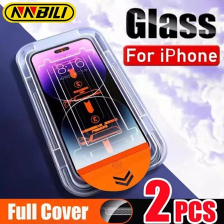 NNBILI 2-pack Dammtät Installation HD Skärmskydd kompatibelt med IPhone 14 11 12 13 15 16 Pro Max Mini 15 14 Plus Härdat Glas Film