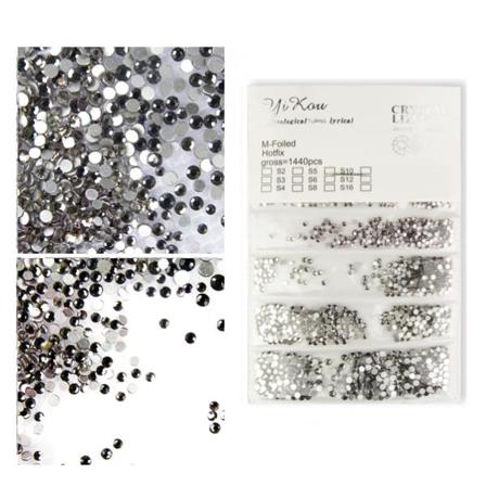 1440st Zirkon Stenar - Black Diamond - Rhinestones Nageldekorati Svart
