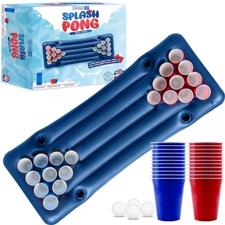 Uppblåsbar Beer Pong Badmadrass Kit inkl Muggar & bollar