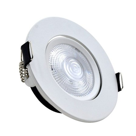 Set med 1 extra platta runda LED-strålkastare 5 watt (5W) / 450 lumen, vit exklusiv infälld LED-strålkastare - 50° justerbar taklampa LED neutral