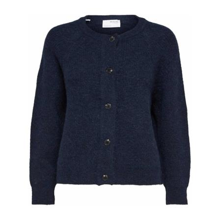 Selected Femme Lulu ls knit short cardigan dark sapphire melange - Selected Femme - BLÅ Blå, Dame Cardigans
