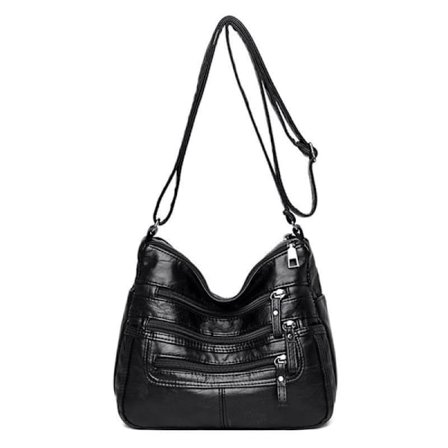 Lille dame PU læder skuldertaske, håndtaske, crossbody, let messenger taske med flere rum