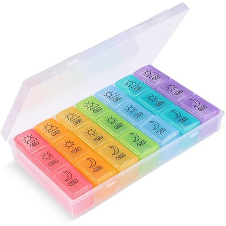 Ugentlig Pilleæske 7 Dage 21 Rum 3 Gange Multifarvet Ugentlig Pilleæske Medicinæske