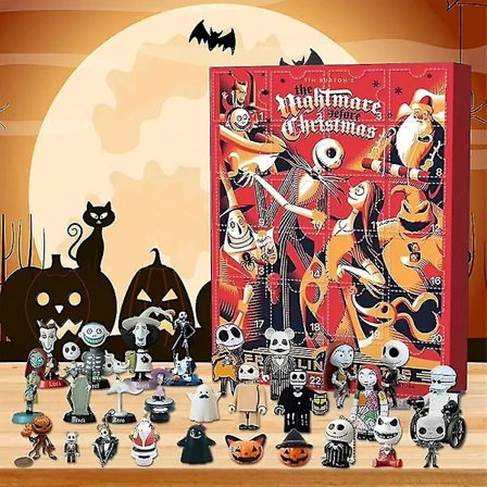Halloween figurer Dukke Julekalender The Nightmare Before Christmas-tema Indeholder 24 gaver 24 dages Nedtællingskalender_m