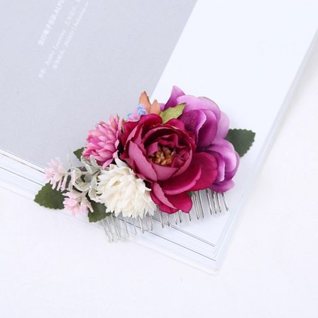 Imitation Flower Silver Insert Comb Hair Accessories Ladies Hair Comb Hair Accessories---Purple