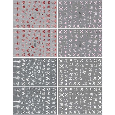 Sløyfer Hjerte Neglekunst Klistremerker Kjærlighet Hjerter Negledekaler 3D Selvklebende Negleklistremerker