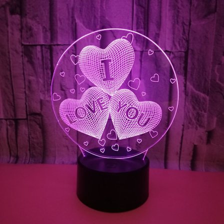 Qinwei 3D I Love You Illusion lampe Natlampe 16 farver skiftende Smart Touch fjernbetjening optisk illusion seng side lamper soveværelse hjem 