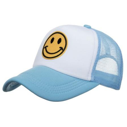 Menn Kvinner Smile Face Mesh Baseball Cap Justerbar Snapback Sport Peaked Sun Ha Blue White