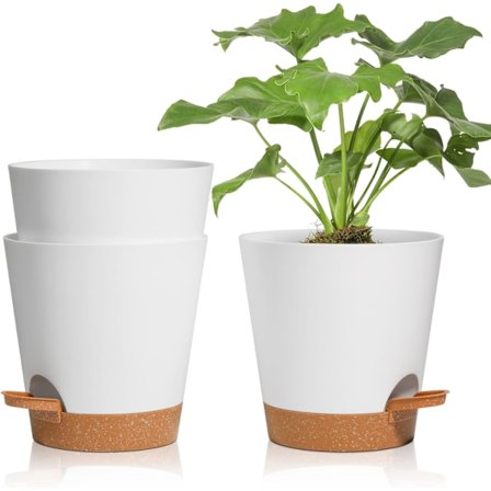 3 stk Blomsterpotter, Hvit 16,5 cm Selvannende, Innendørs Plantepotte Vanningssystem